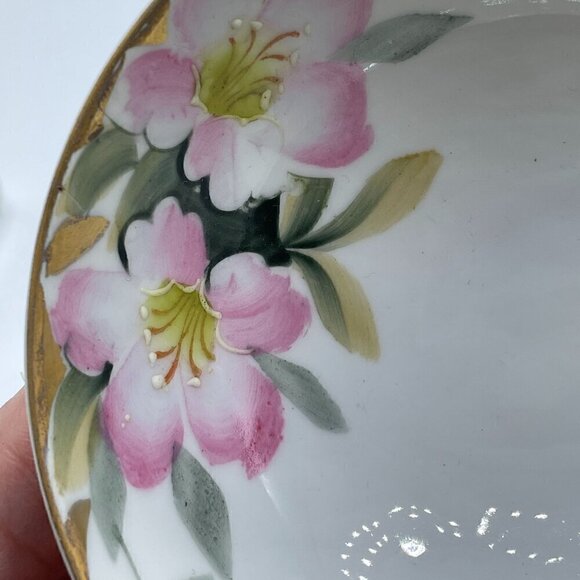 Vintage Azalea Floral Whipped Cream Bowl with Ladle Noritake Japan Hand Painted - Picture 6 of 10